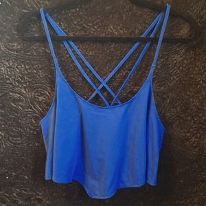 Victoria Secret size large cropped spaghetti stepped royal blue tank new